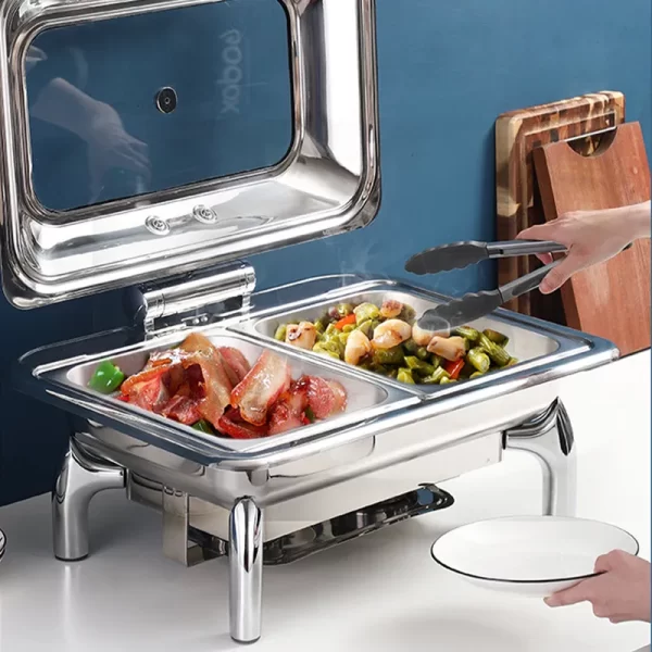 Bulk Custom Gold Chafing Dish Buffet Set Stainless Steel Rectangle - Image 4