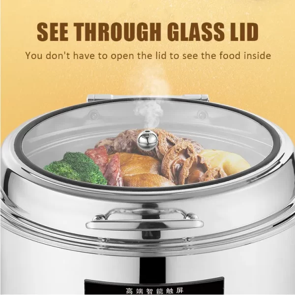 Custom Chafing Dish with Hinging Lid Round Electric Food Warmer (2)