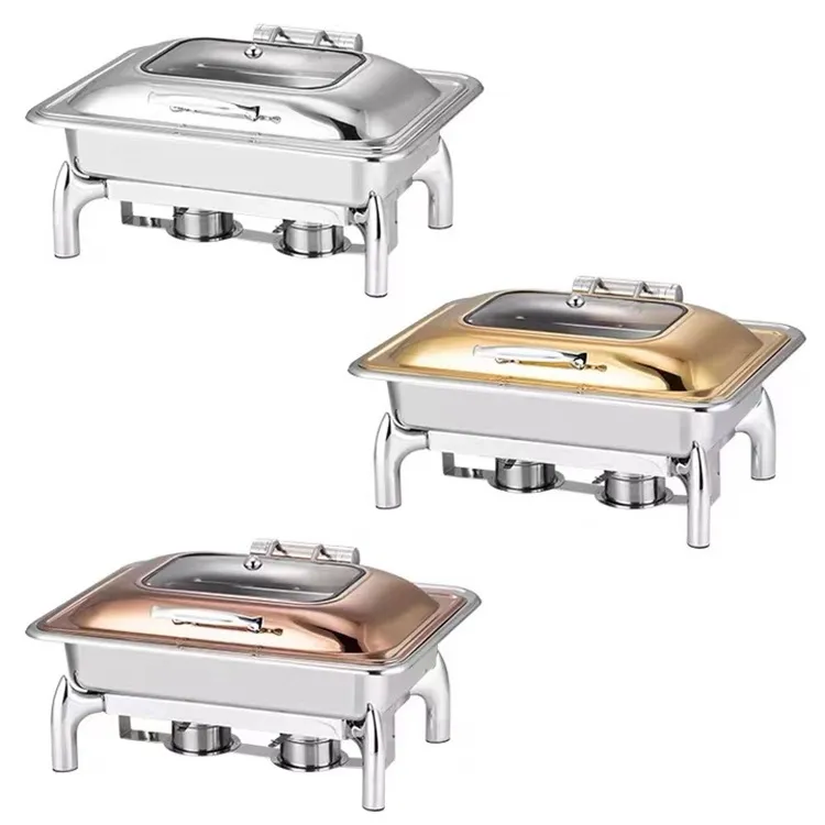 Wholesale Commercial Chafing Dish Rectangular with Glass Lid (1)