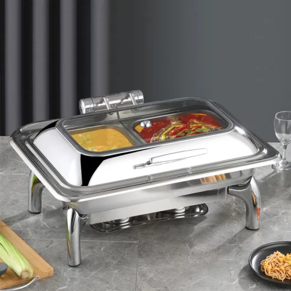 Wholesale Commercial Chafing Dish Rectangular with Glass Lid (3)