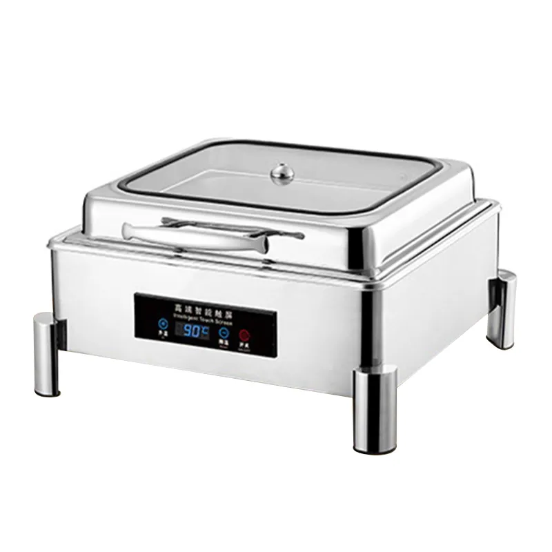 Wholesale Electric Chafer Dish Square Simple Stainless Steel Buffet Stove (1)