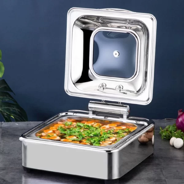 ⁦Wholesale Chafing Dish Catering Stainless Steel Glass Lid Bulk Discounts⁩ - الصورة ⁦2⁩